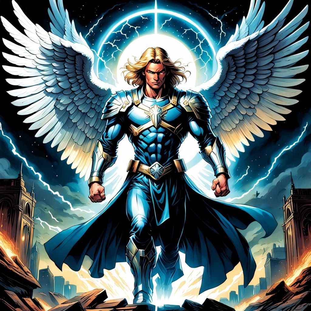 Archangel Uriel in Comic Book Art Style