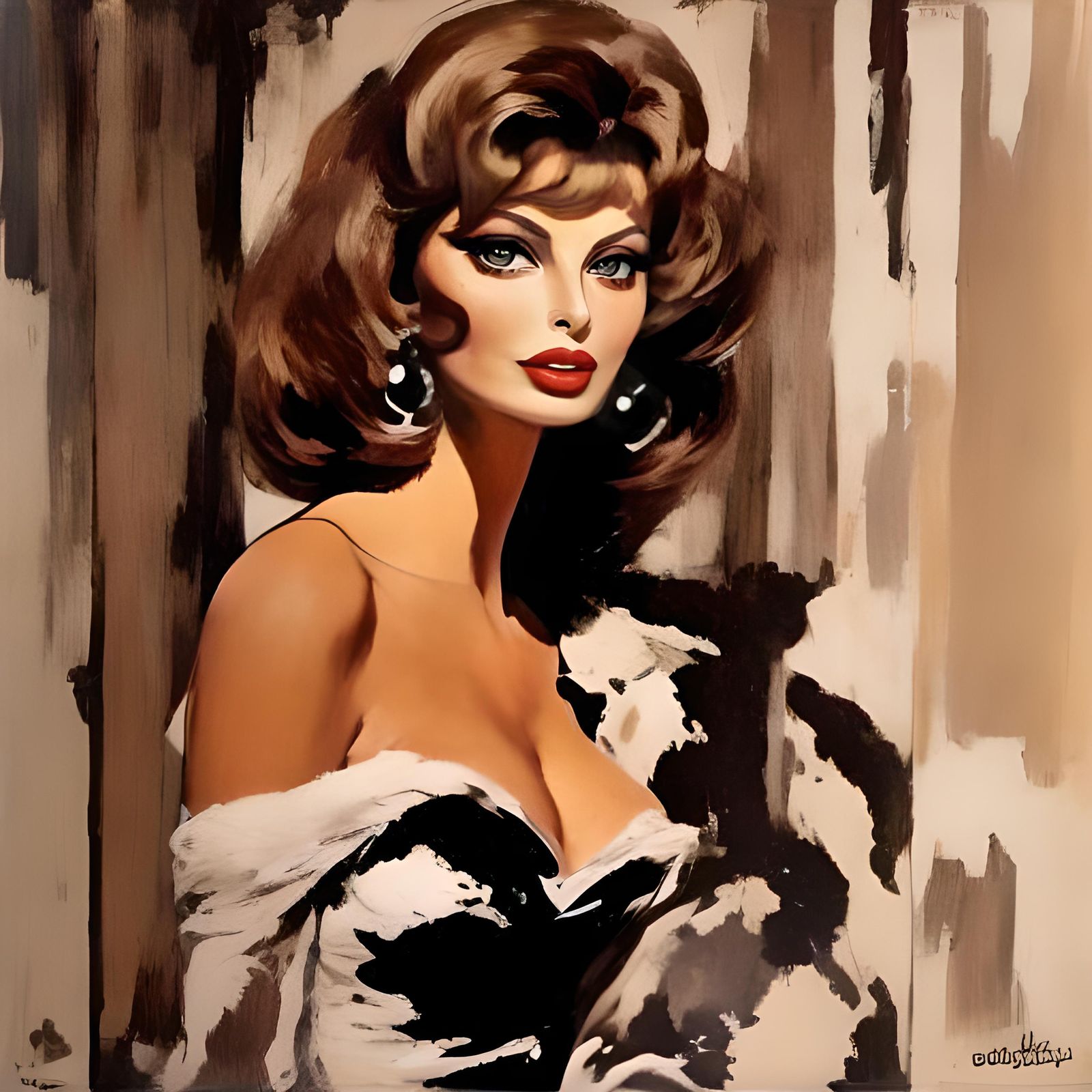1960s Style Portrait of a Brunette Woman