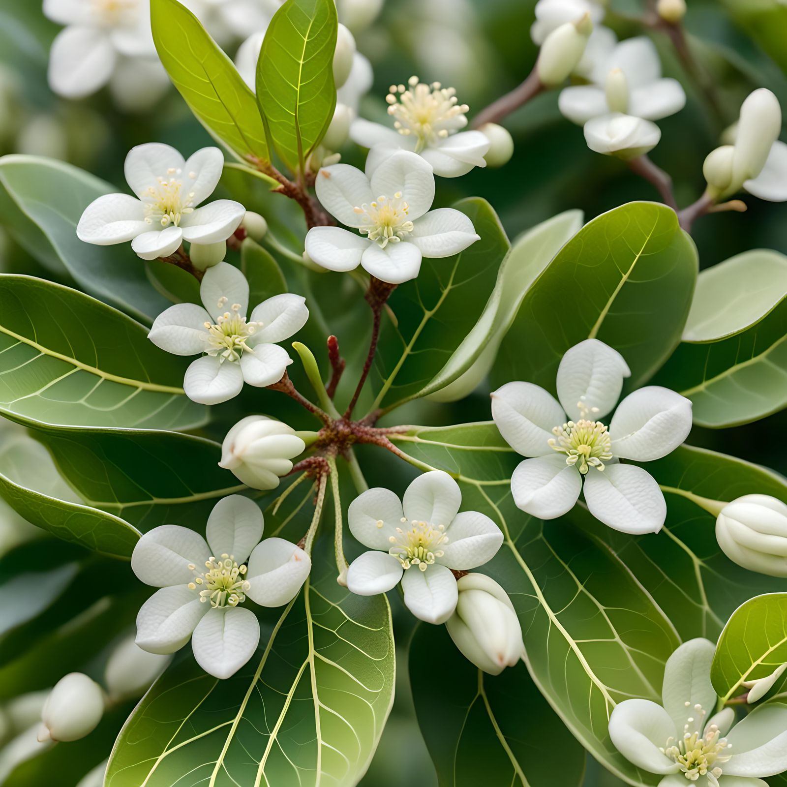 Alphitonia Excelsa: Delicate White Leaves and Flower Buds