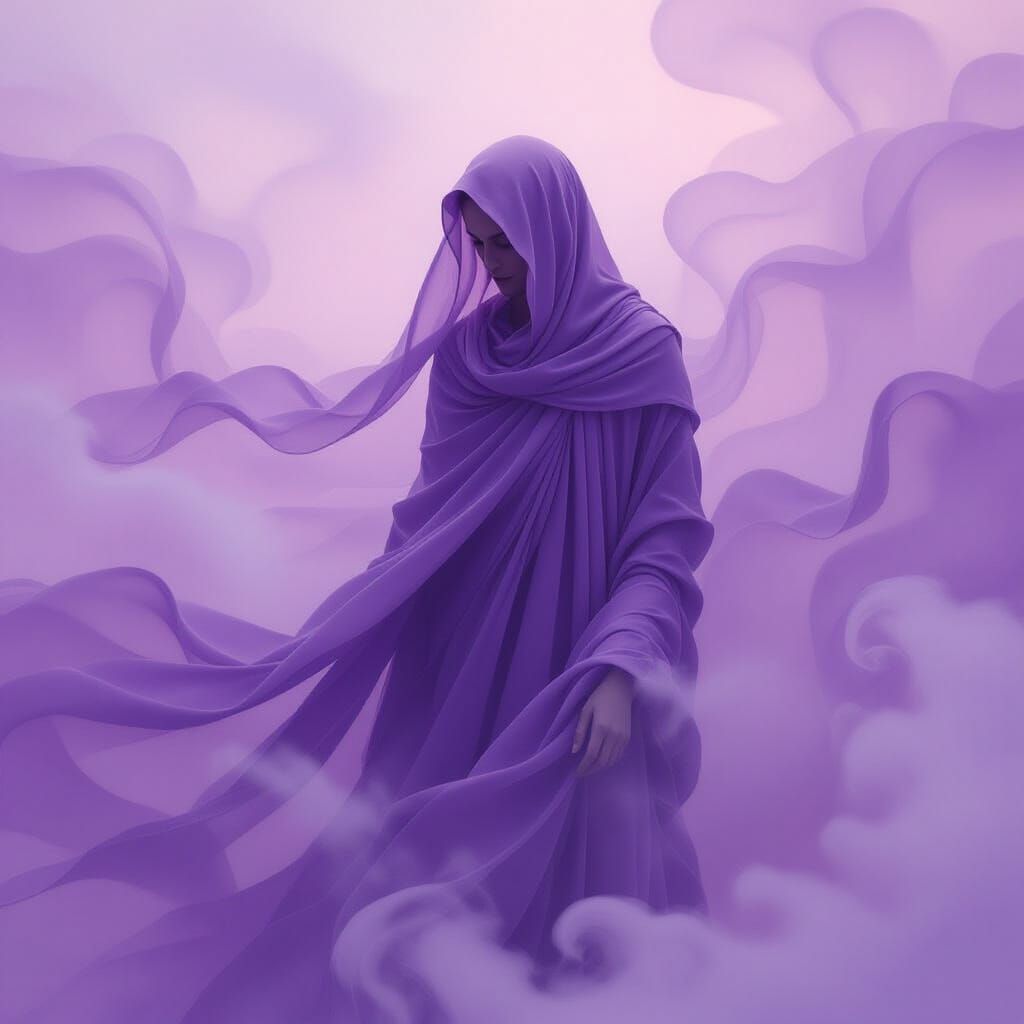Ethereal Being in Lavender Mist, a Digital Landscape
