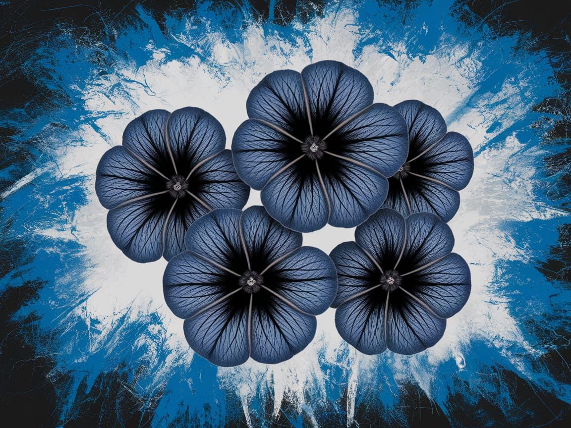Dark Blooms in a Gritty Blue Haze
