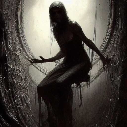 Horror Spider Girl in Doré and Rutkowski Style