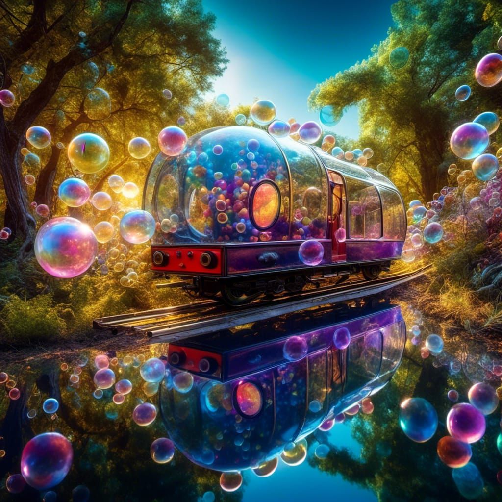 Bubble Glass Train: Surreal Dreamscape Design
