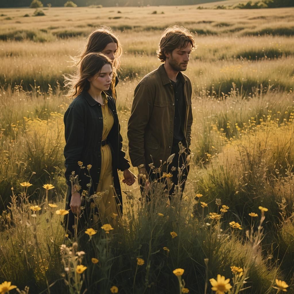 Golden Hour Meadow Scene in Cinematic Style