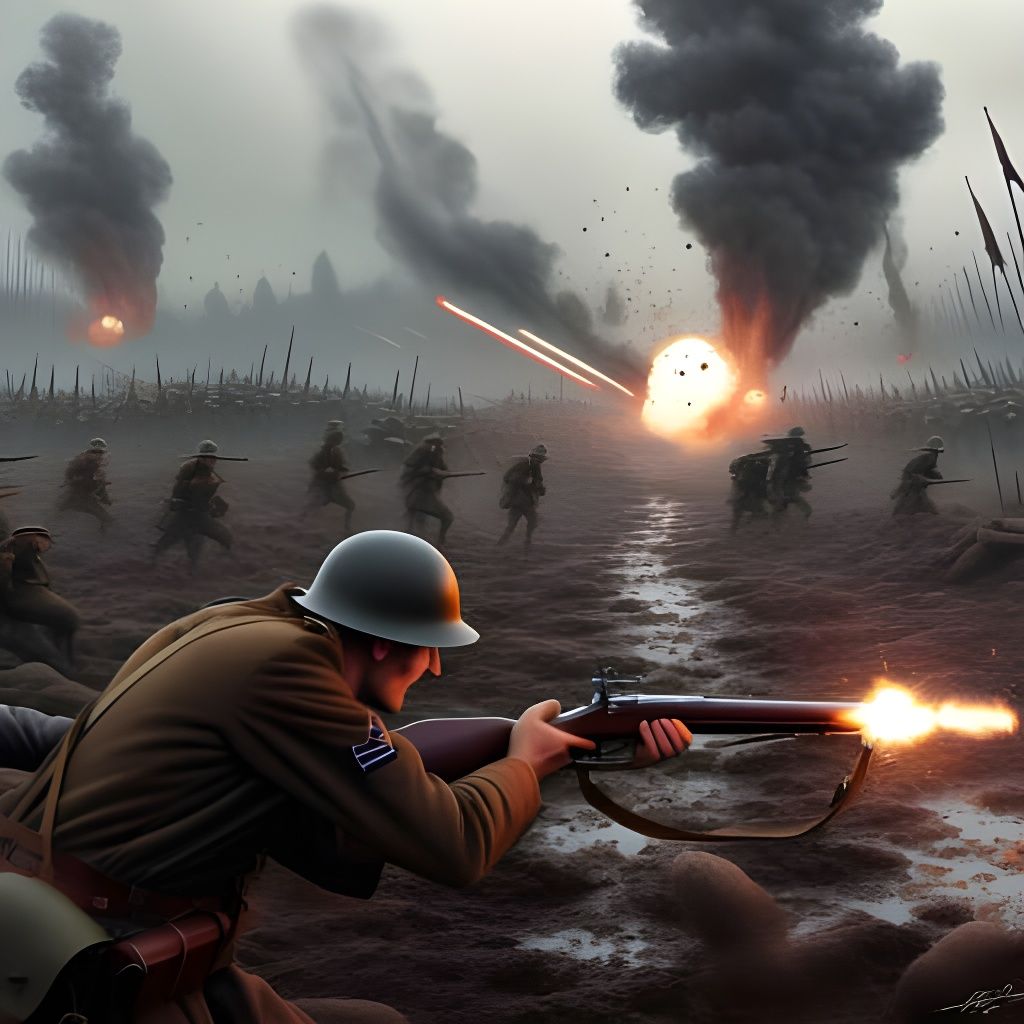 Intense WWI/II Battlefield Charge: Mud, Smoke & Fire