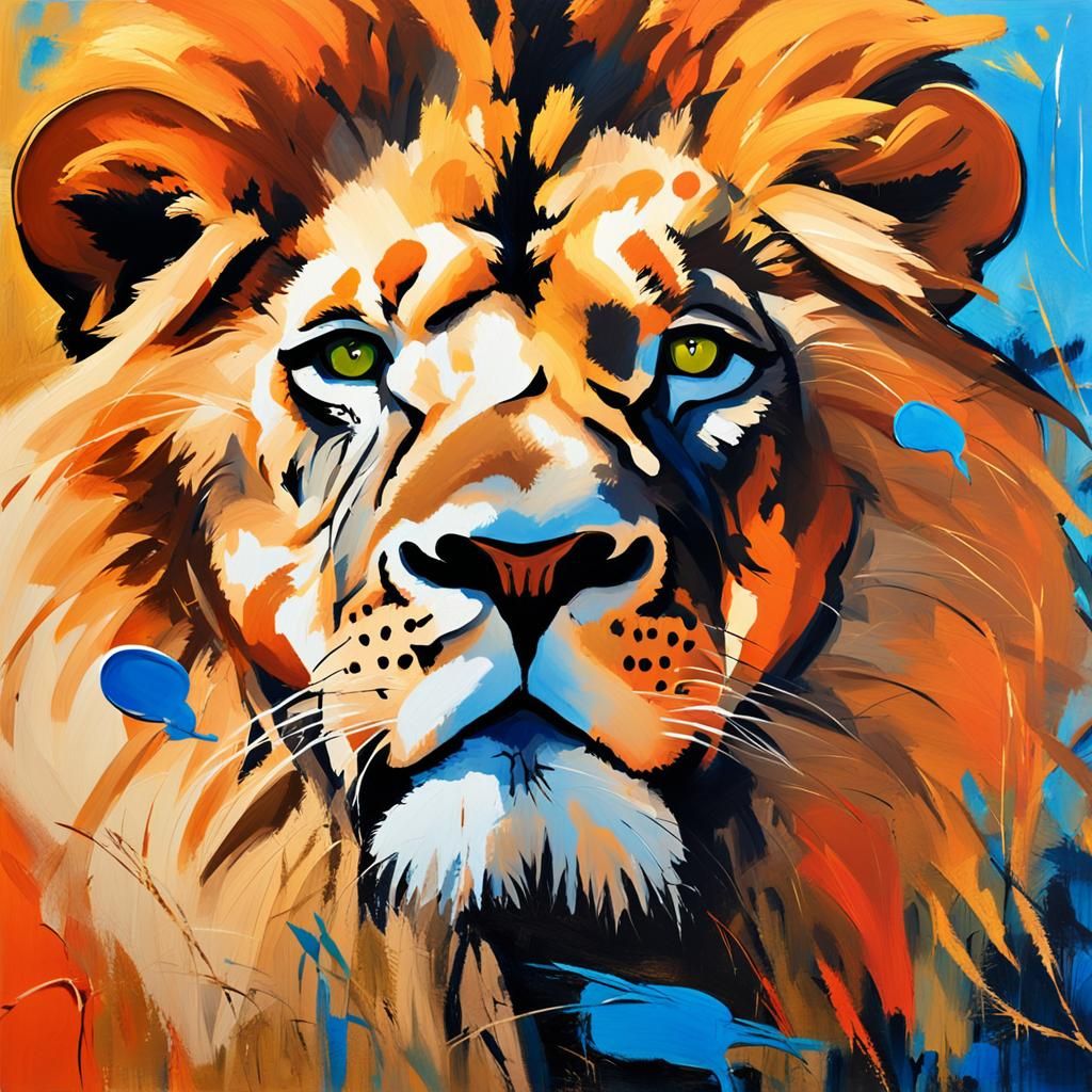 Abstract Lion in Savannah with Speech Bubble