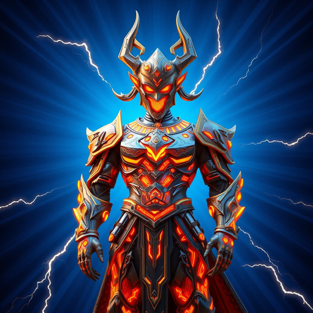 Majestic Lightning Warrior in 3D Shaded Armor