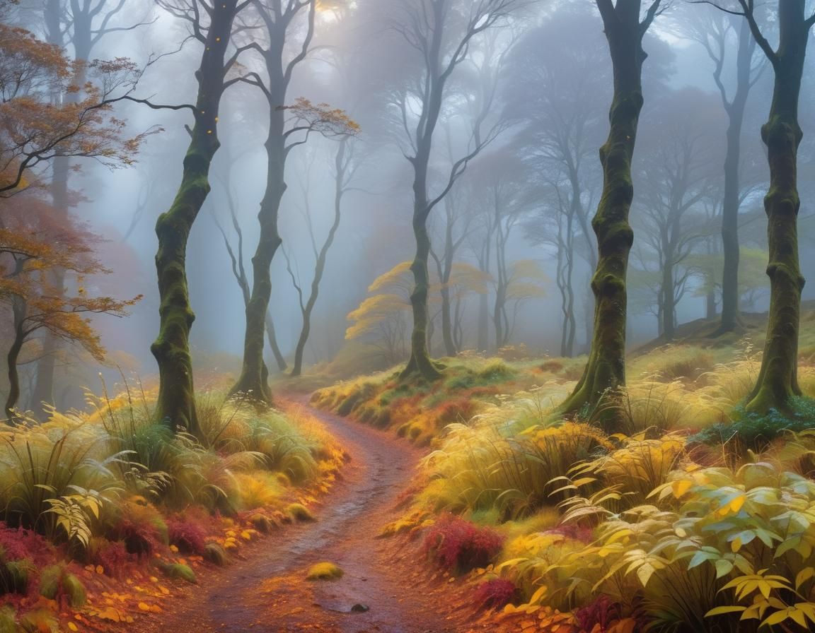 Scottish Autumn Landscape in Warm Evening Light