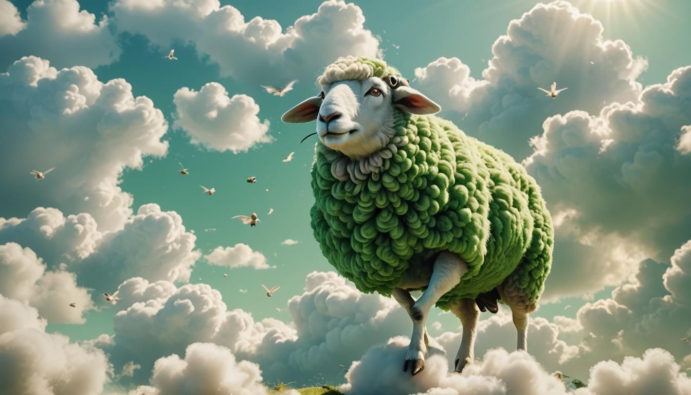 Flying Sheep in a Cloud, 3D Game Art