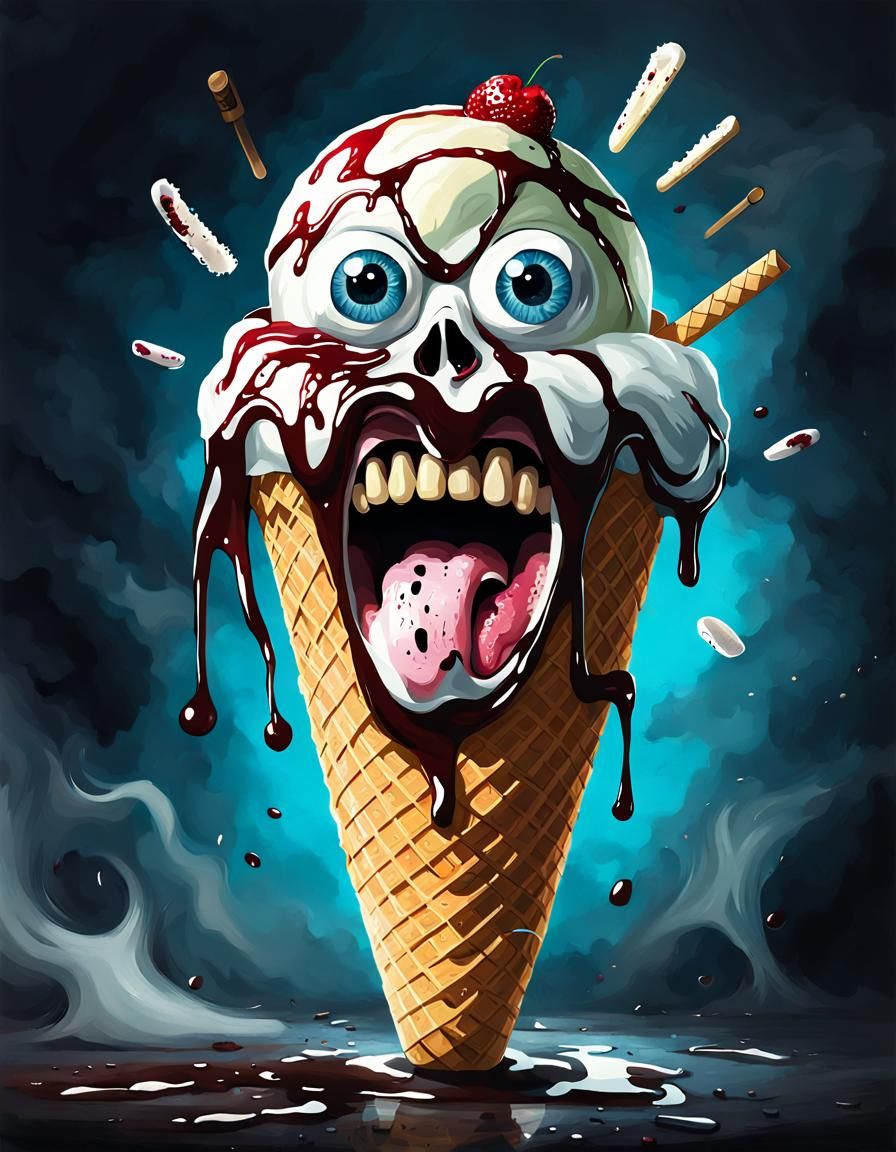 Scary Screaming Ice Cream Horror, Sinister Art