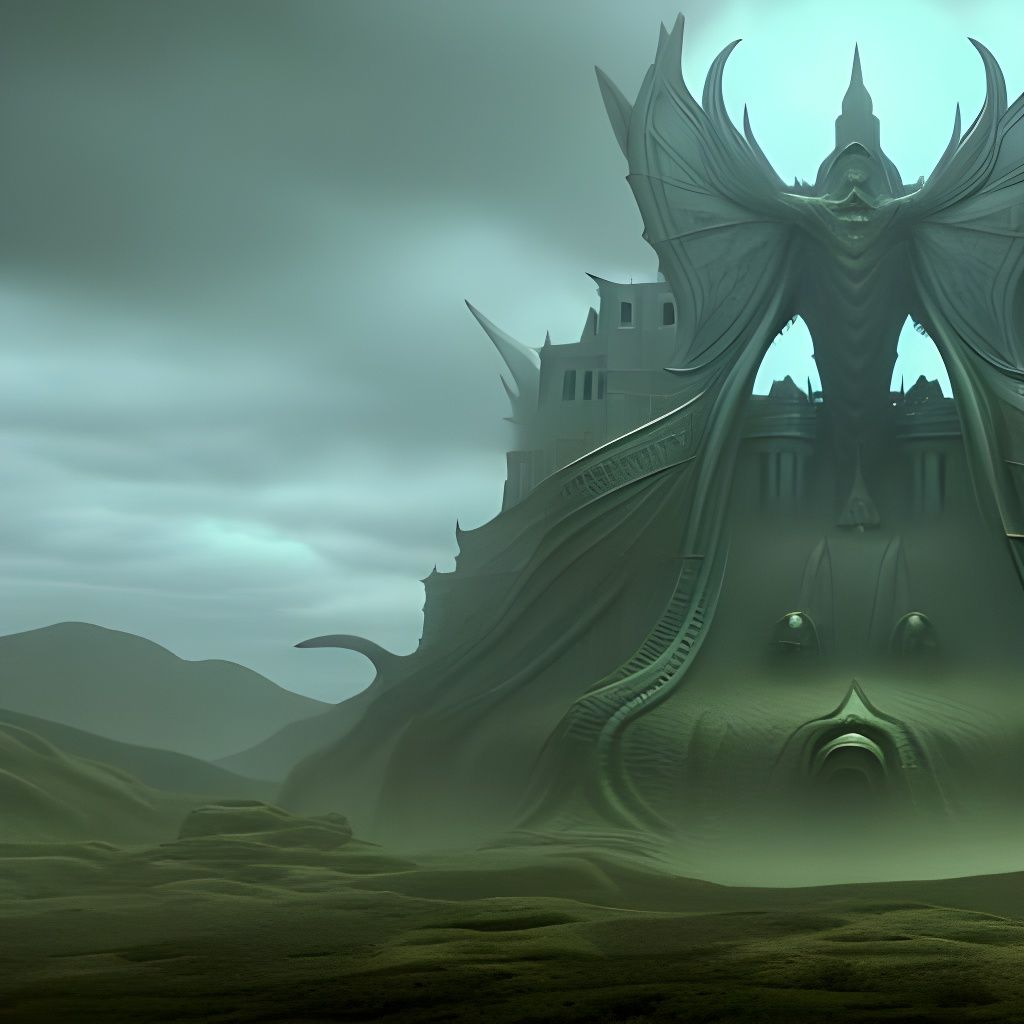 Sinister Castle of Unknown Kadath in Lovecraft Style