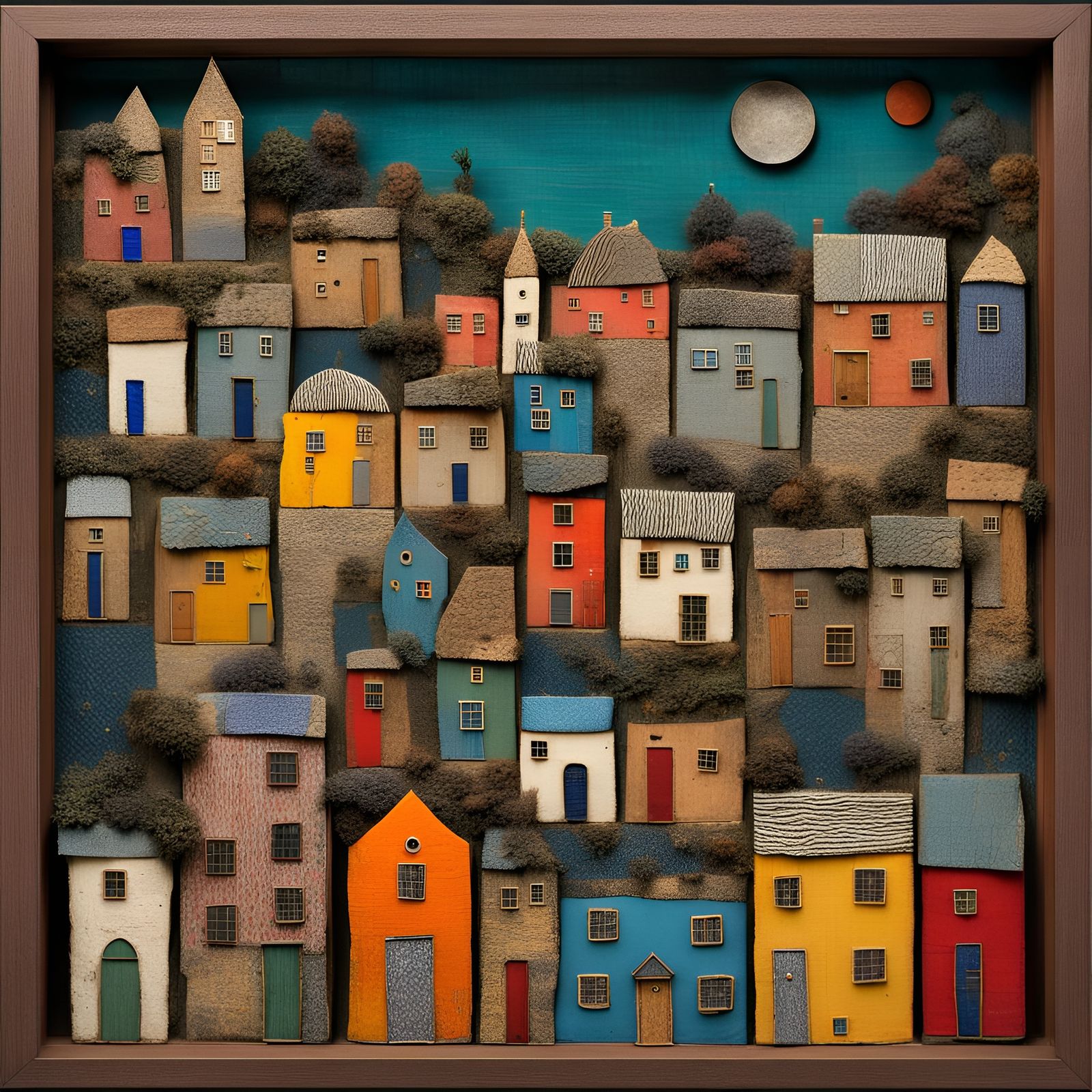 The Village (boxed assemblage, mixed media)