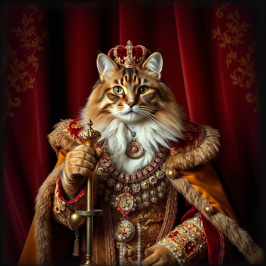 Regal Feline in Golden Finery