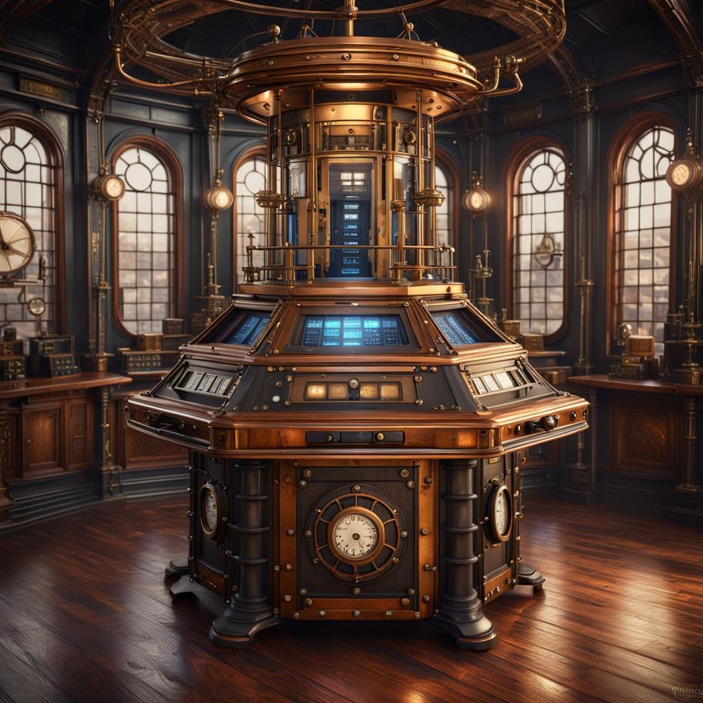 Steampunk Tardis Console in Detailed Matte Painting