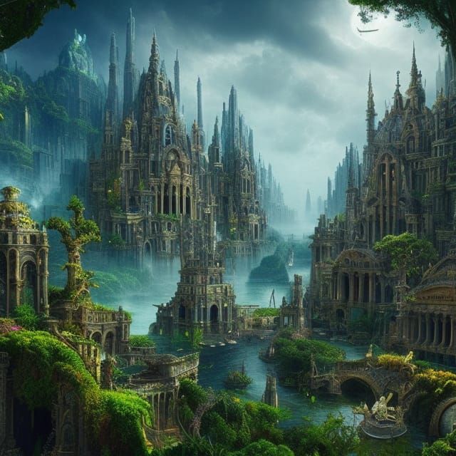 Atlantis: Underwater City with Floating Gardens