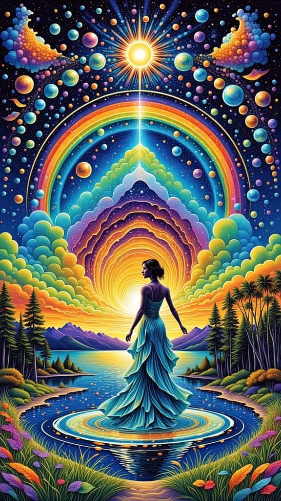 Psychedelic Star Tarot Card in Visionary Style