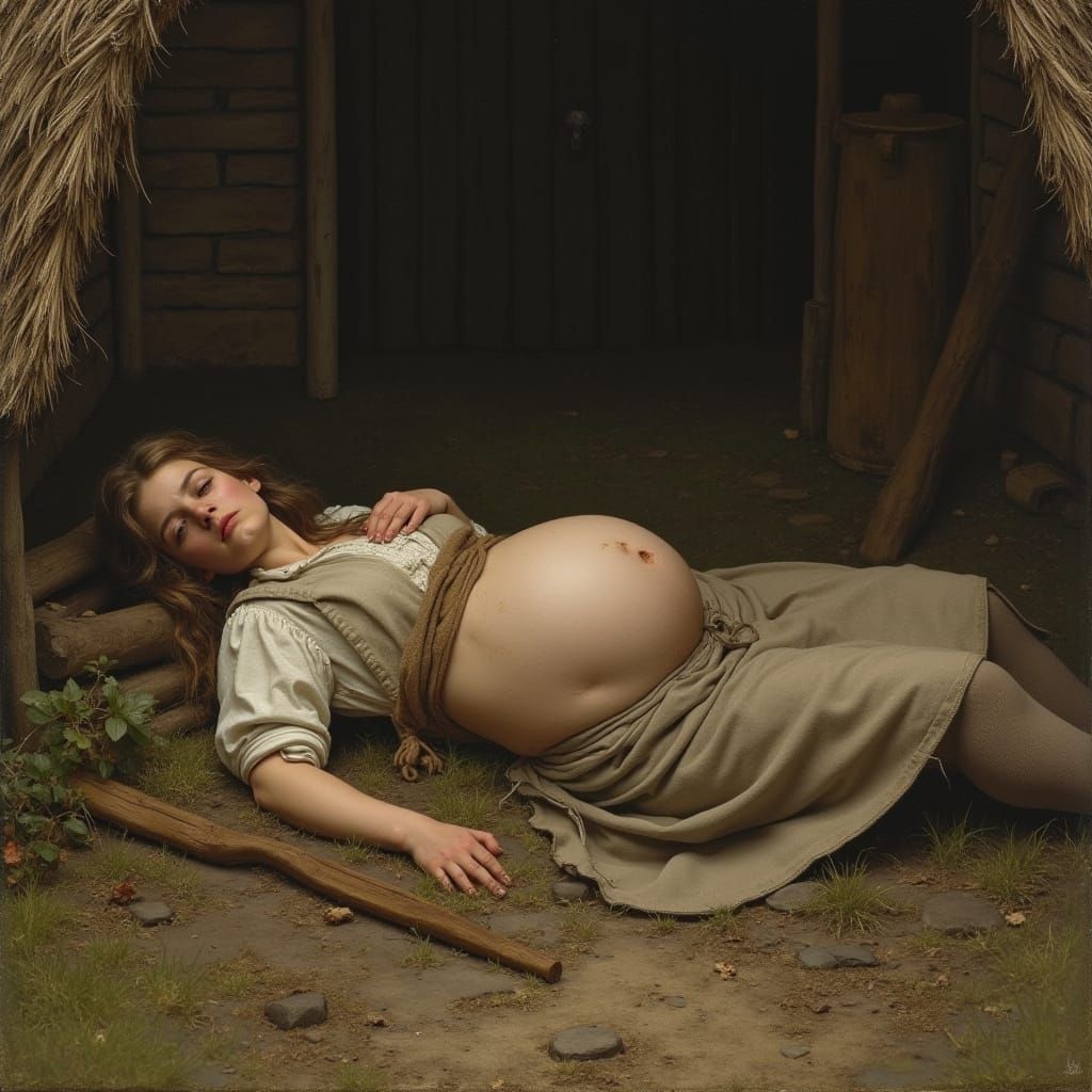 Rural English Peasant Woman in Grim Determination