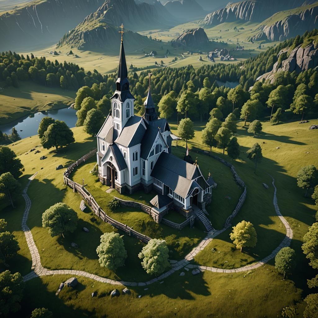 Scandinavian Church with Sword Floor Plan, Detailed Digital ...