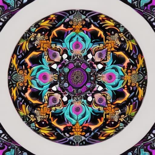 Kaleidoscopic Art Nouveau Butterfly Mandala