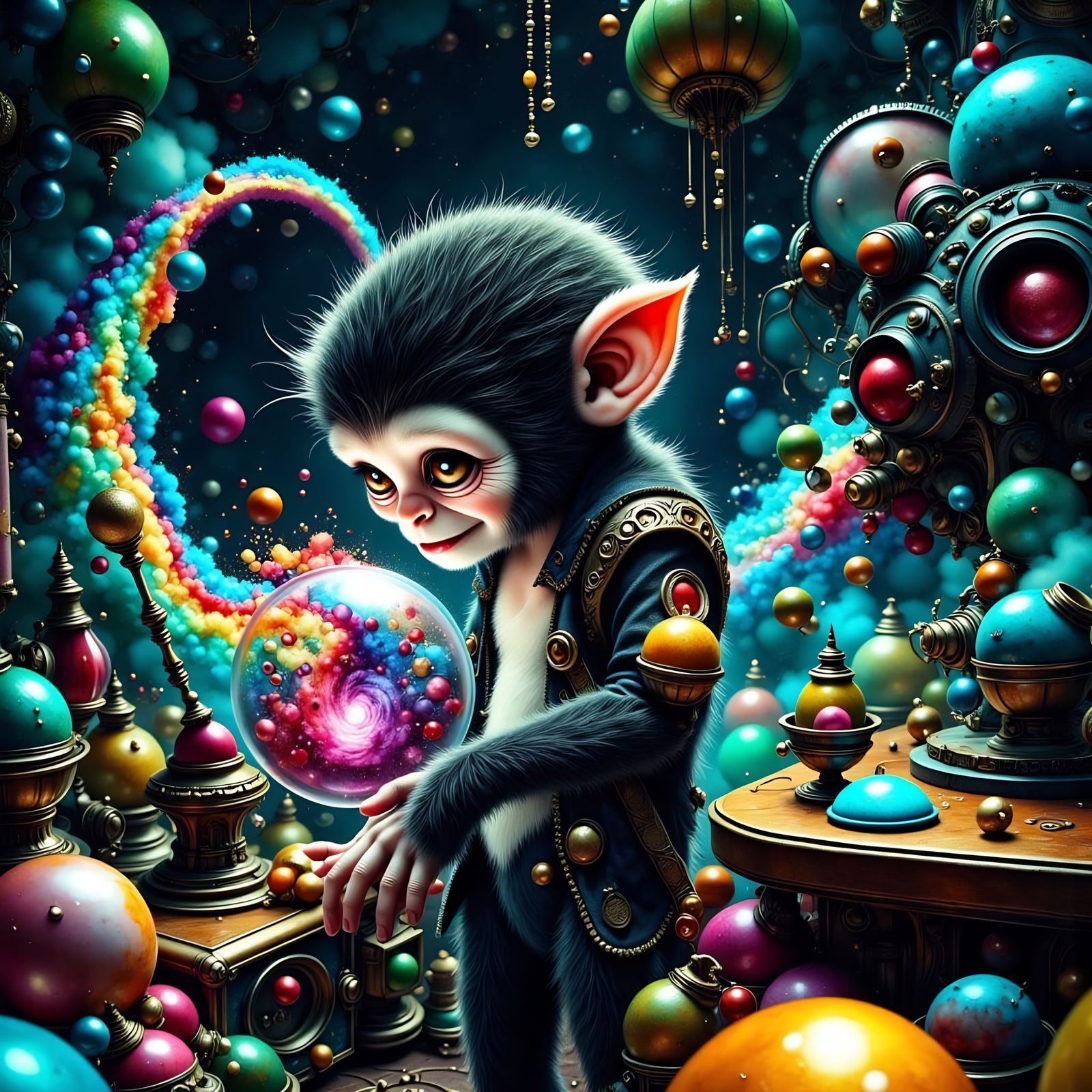 Alien Chimp Explores Lab in a Splash of Colour