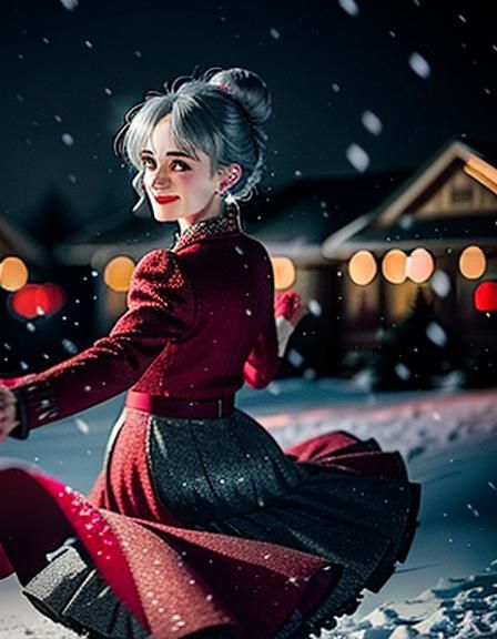 Winona Ryder Hybrid Dancing in Moonlight Snowfall