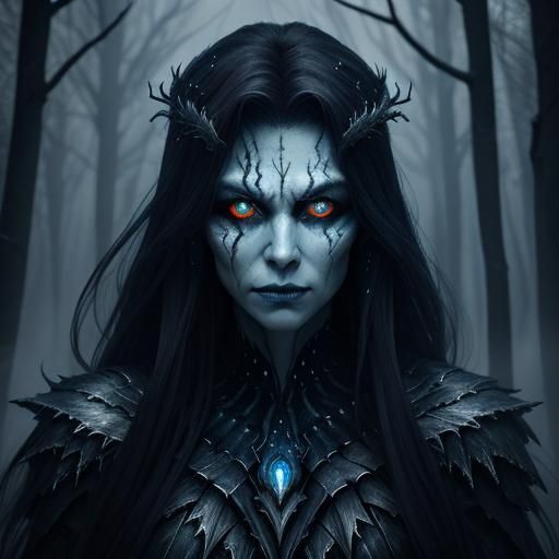 Ethereal Banshee Portrait in Winter Landscape