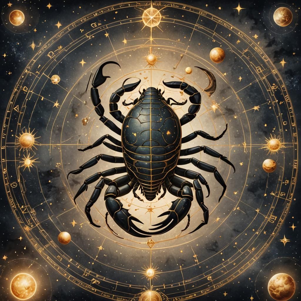 Scorpion Zodiac Sign in Mystical Astrology Illustration