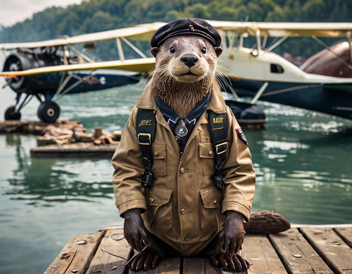 Otter Pilot and Seaplane on Lake Jetty
