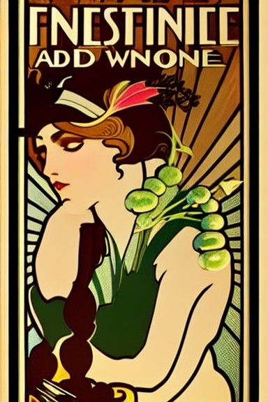 Art Deco Restaurant Ad in Alphonse Mucha Style