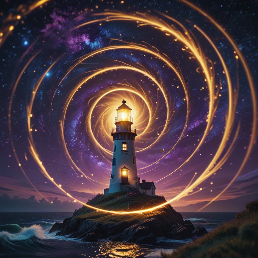 Spiral Lights Dance in the Night, Cinematic Film Still