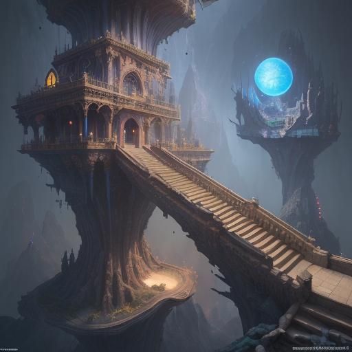 Optical Illusion: Infinite Staircases Around Sphere and Cube