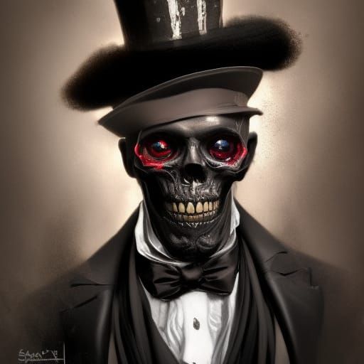 Baron Samedi Skeleton Portrait in Dramatic Lighting