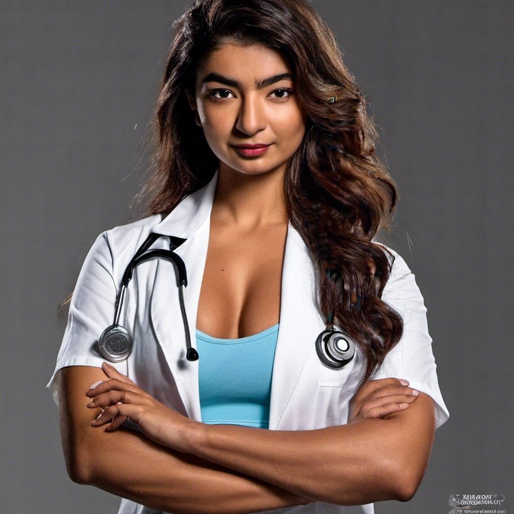 Doctor Bodybuilder Portrait in Photorealistic Style