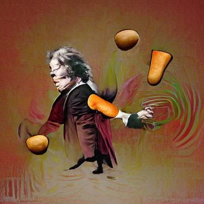 Beethoven's Yam Juggling Act: A Whimsical Portrait