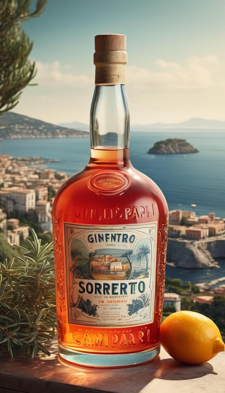 Gin di Sorrento: Retro Advertising Label in 1950s Style