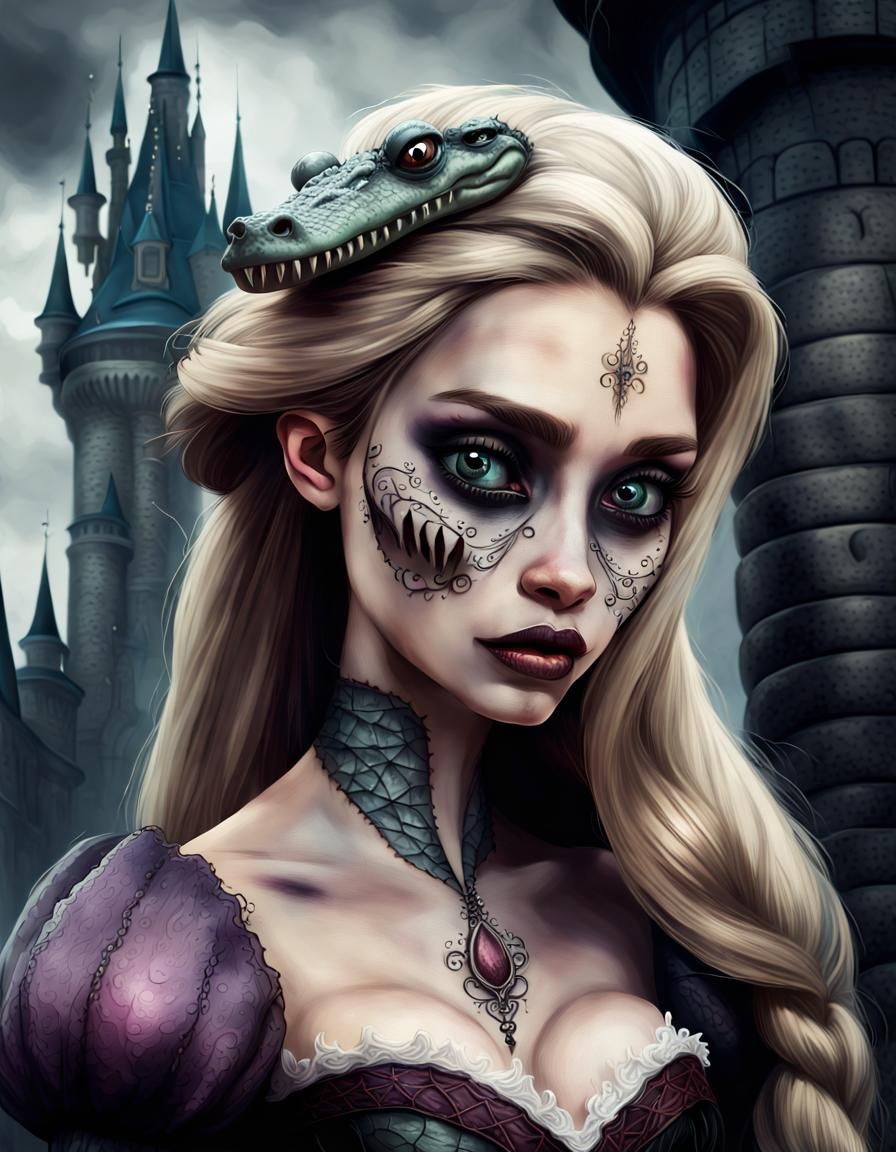 Evil Rapunzel Portrait in Dark Fantasy Style