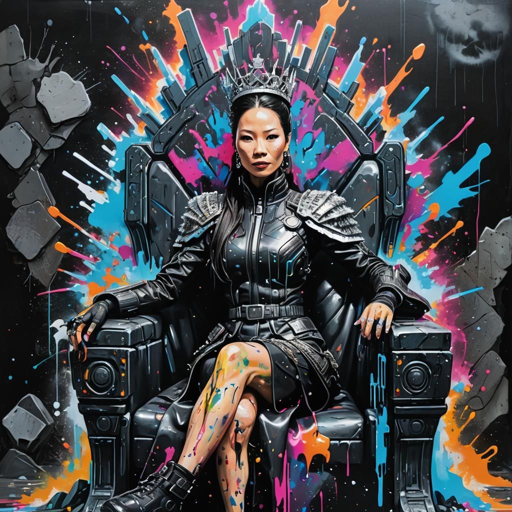 Cyberpunk Queen of Antarctica in Graffiti Art