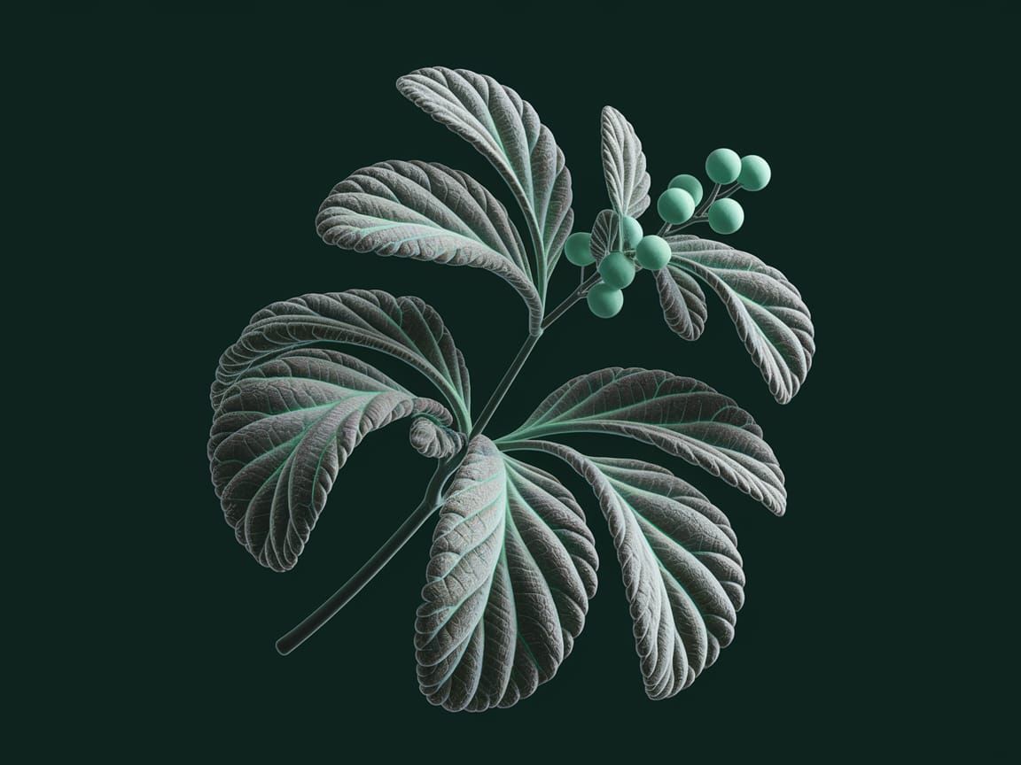 Stylized Teal and Charcoal Grey Plant in Hyper-Detailed 3D S...