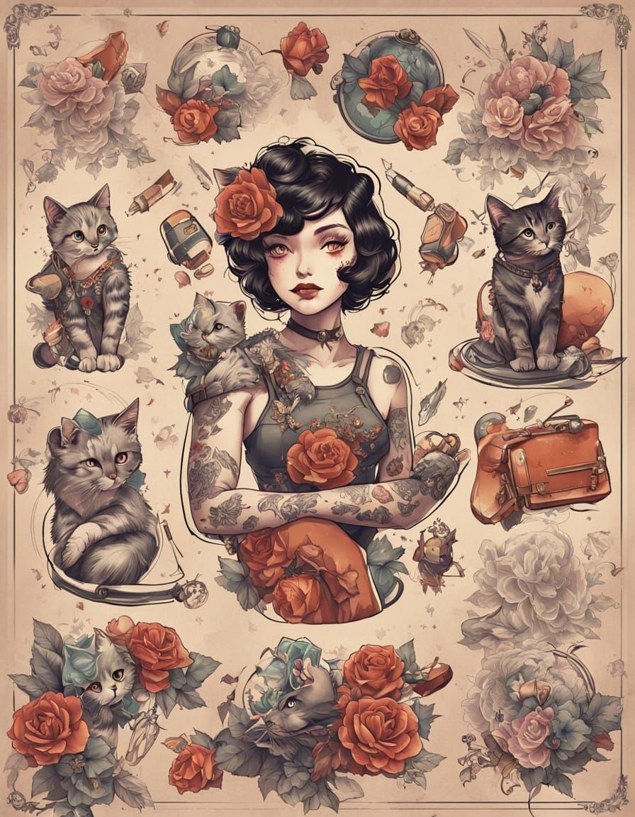 Betty Boop Bombshell Kitty Flash Sheet in Pop Art Style