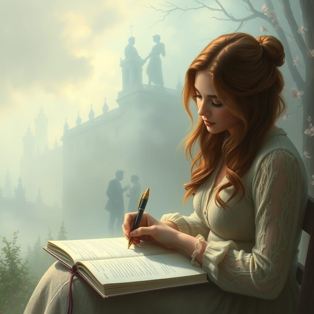 Ethereal Fantasy: Writer's Romantic Reunion in Mist