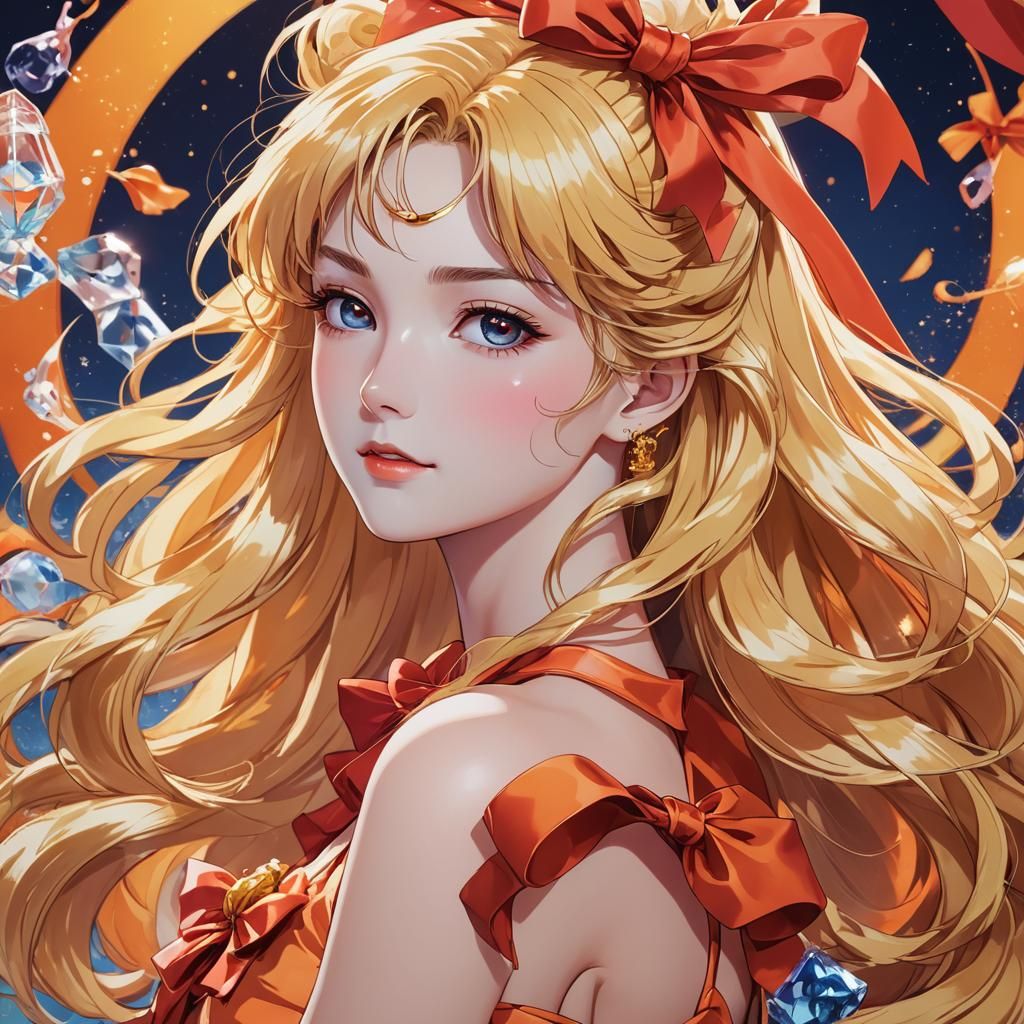 Sailor Venus Anime Perfume Ad in Cel-Shaded Style