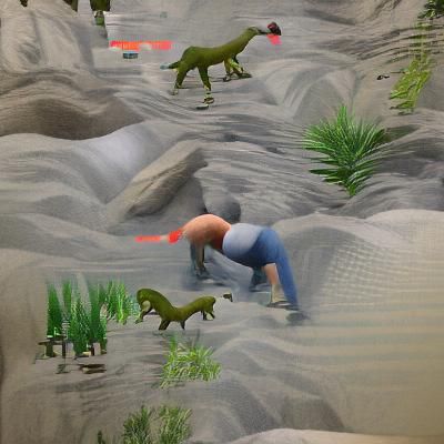 Dinosaur Hunting in Natural Habitat: Realistic Image