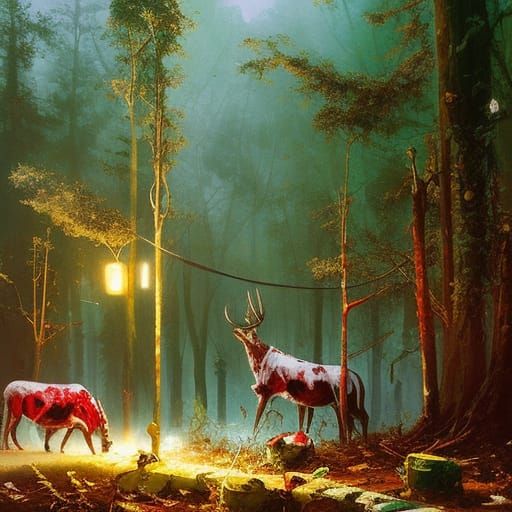 Surreal Candy Forest with Chocolate Skulls