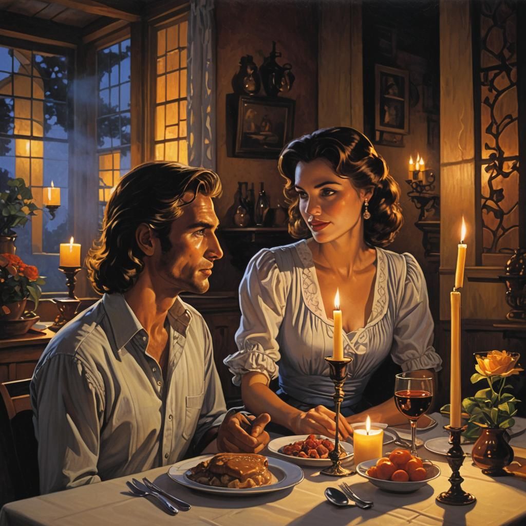 Romantic Dinner by Candlelight in Hildebrandt Style