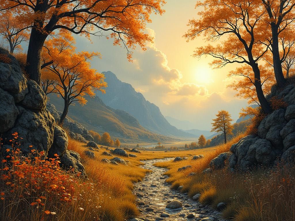 Scottish Autumn Landscape Shines in Evening Light