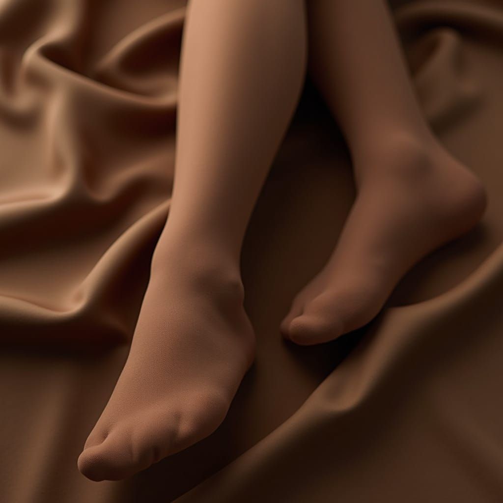 Silky Brown Pantyhose in Soft Studio Light