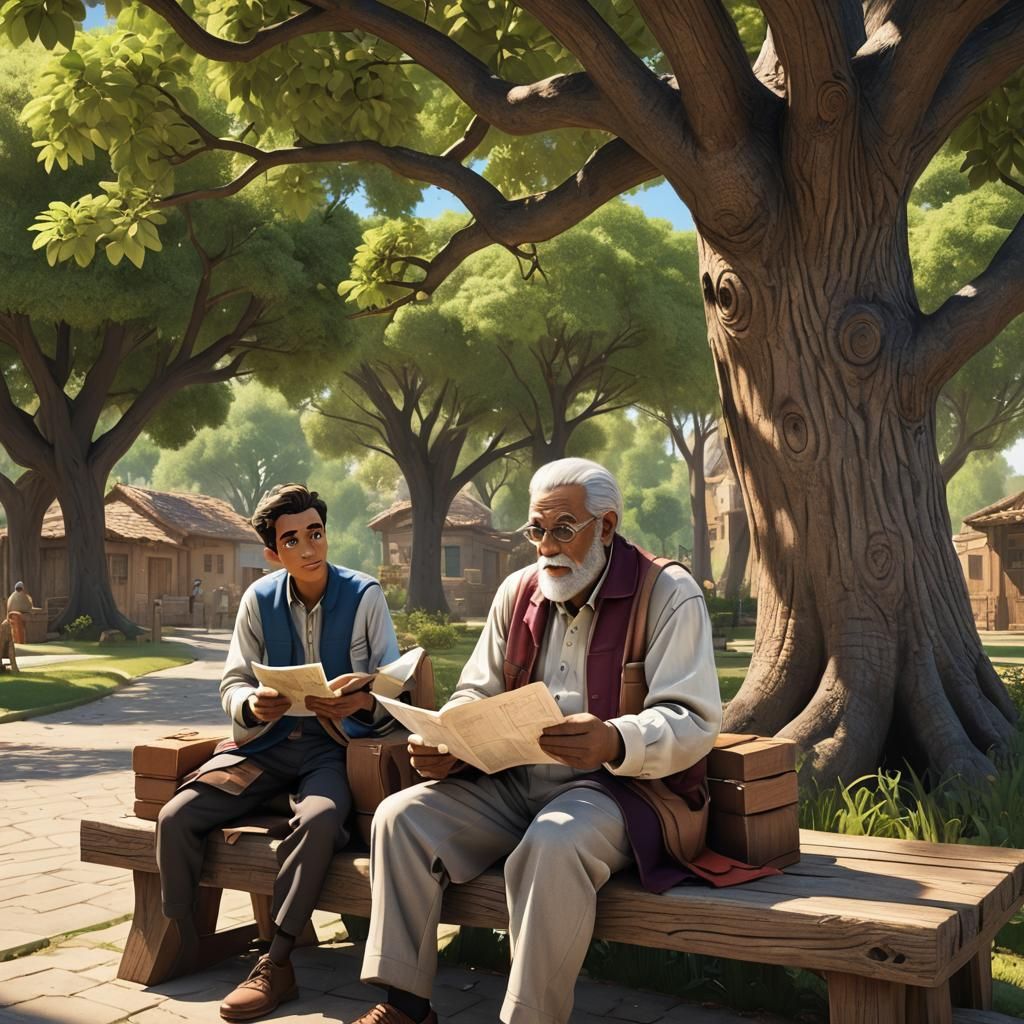Ali and Young Grandfather: 3D Digital Art