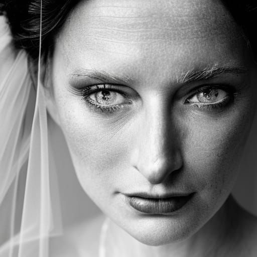 Monochrome Bridal Portrait Close-Up