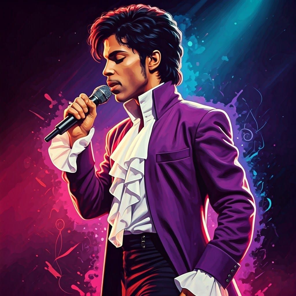 Prince on Stage in Purple Rain Style
