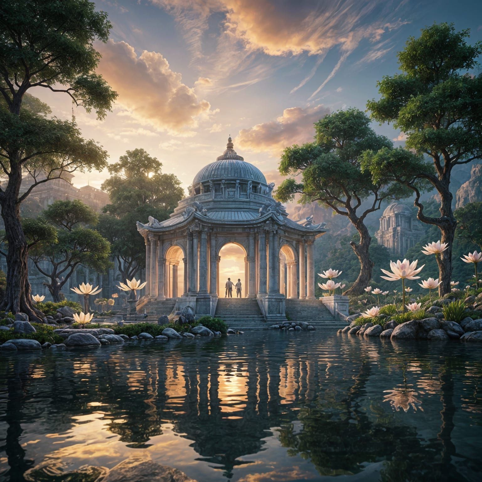 Impossible Floating Temple of Marble and Crystal